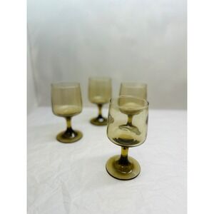 Vintage Libbey Tawny Accent Brown Goblets Set of 4 5.25in MCM